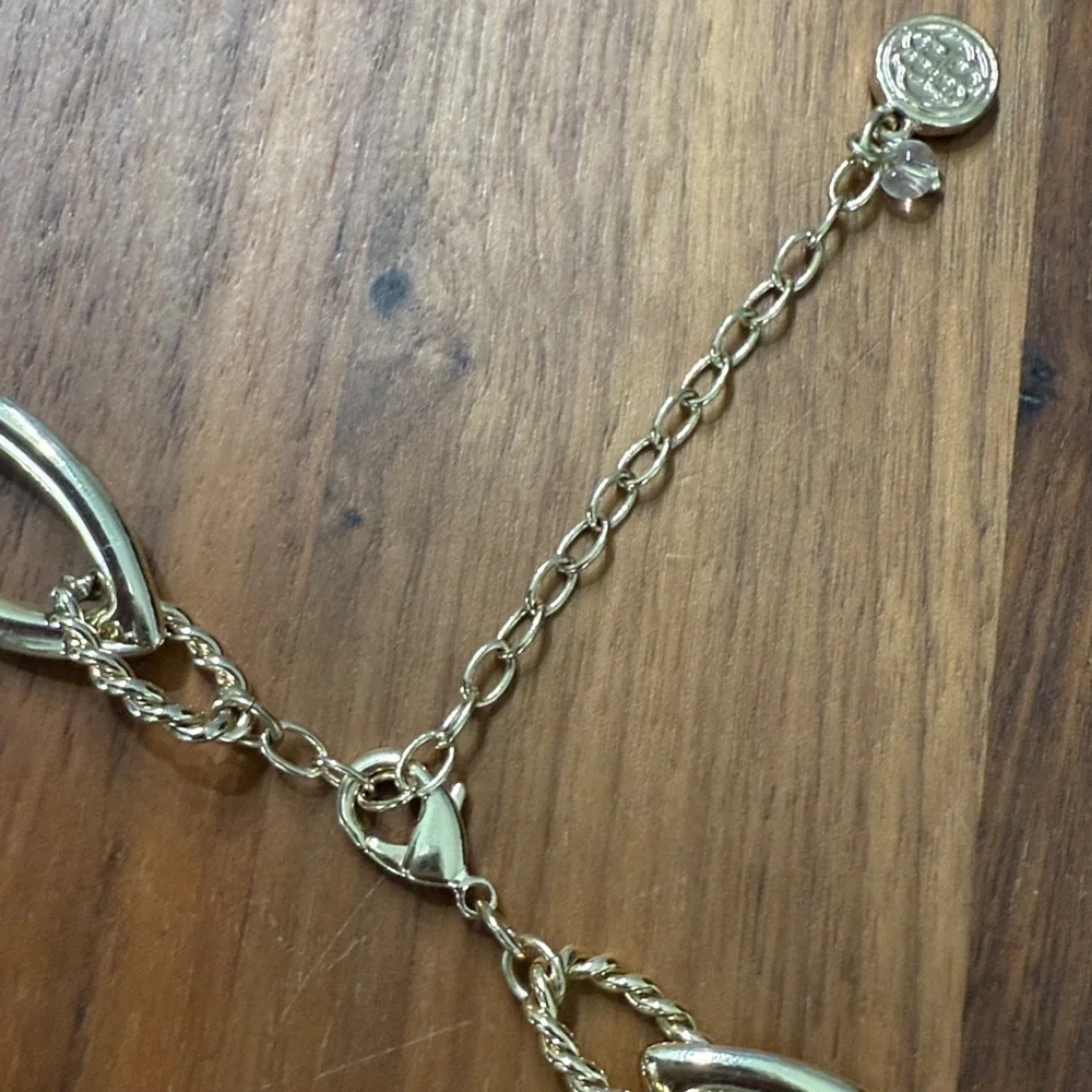 Gold Tone Ikat Oval Oblong Link Short Collar Simple Necklace Vintage Minimalist